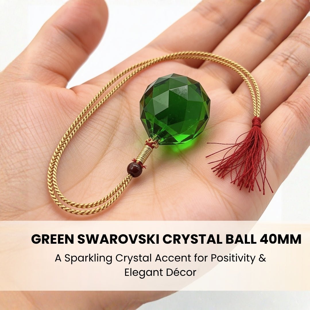 Feng Shui Green Swarovski Crystal Ball 40mm - plusvalueindia