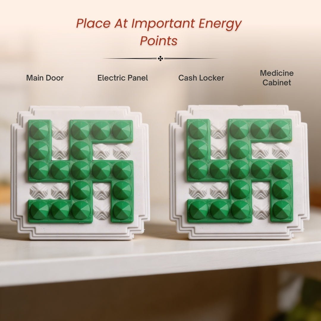Green Swastik Pyramid 2.5inch Pair for Vastu Remedies - plusvalueindia