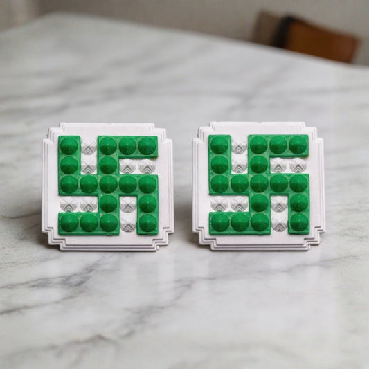 Green Swastik Pyramid 2.5inch Pair for Vastu Remedies - plusvalueindia