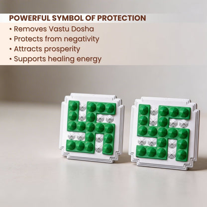 Green Swastik Pyramid 2.5inch Pair for Vastu Remedies - plusvalueindia