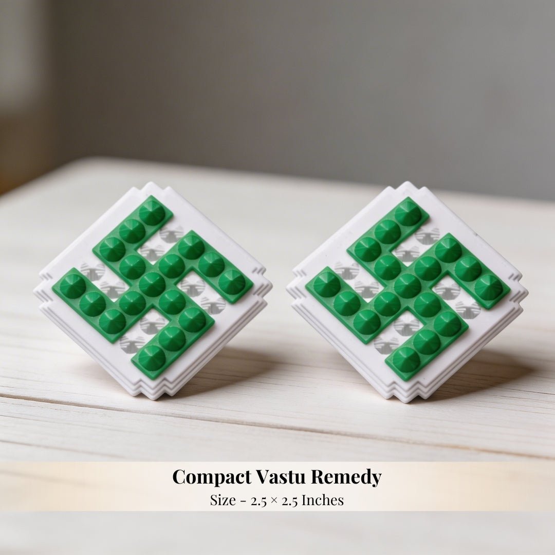 Green Swastik Pyramid 2.5inch Pair for Vastu Remedies - plusvalueindia