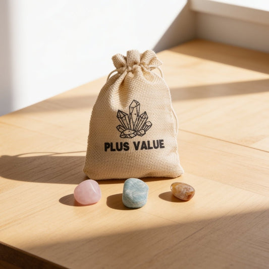 Grief pocket healing crystal bag set with comforting stones and drawstring pouch