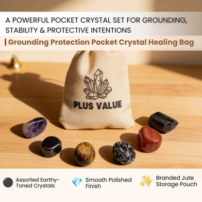 Root Chakra grounding crystal collection featuring Black Tourmaline, Hematite, Smokey Quartz, and Red Jasper