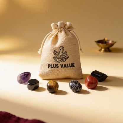 Grounding and protection pocket crystal healing bag set with shielding stones and drawstring pouch