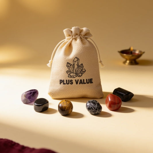 Grounding and protection pocket crystal healing bag set with shielding stones and drawstring pouch