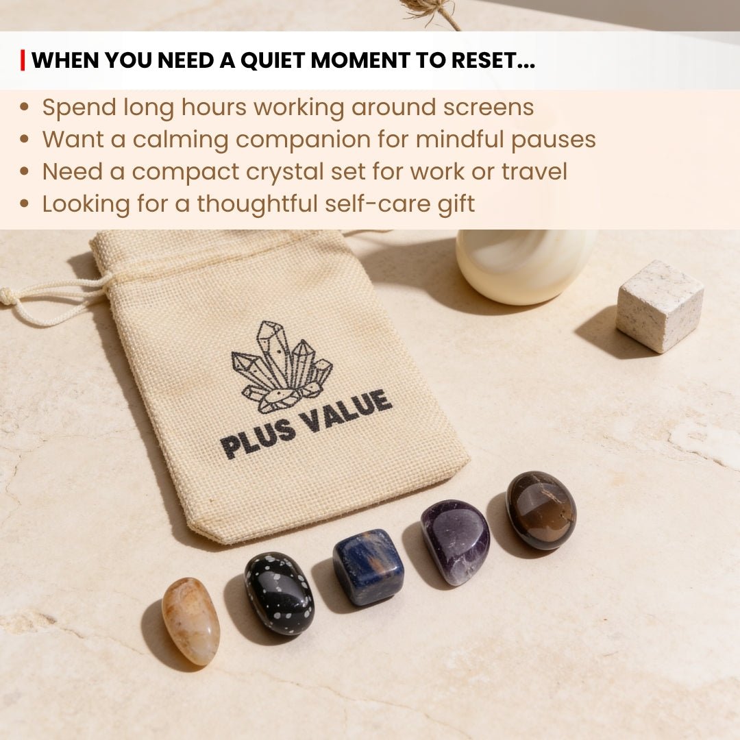 Polished Amethyst tumbled stone for tension relief, calming head pressure, and Third Eye soothing