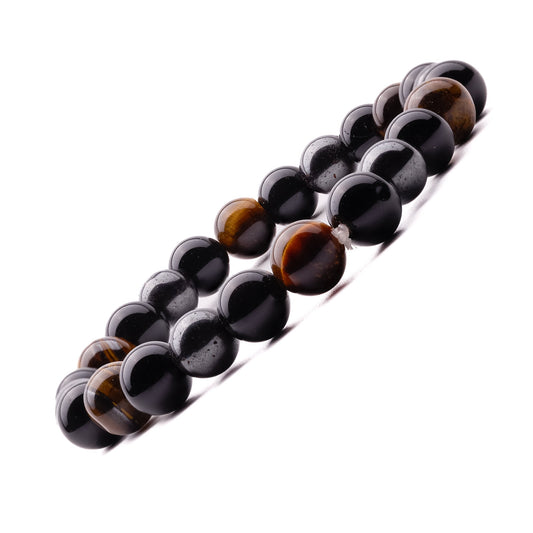 hematite black tourmaline tiger eye bracelet 8mm