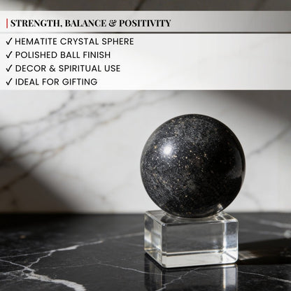 Natural Rare Hematite Crystal Quartz Polished Ball Sphere - plusvalueindia