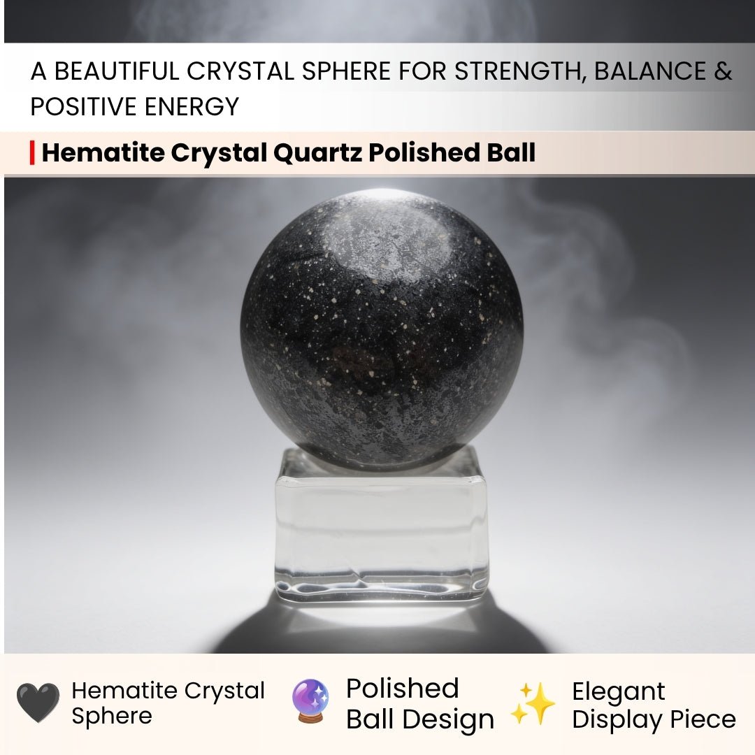 Natural Rare Hematite Crystal Quartz Polished Ball Sphere - plusvalueindia