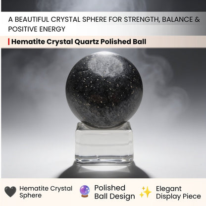 Natural Rare Hematite Crystal Quartz Polished Ball Sphere - plusvalueindia