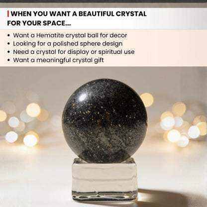 Natural Rare Hematite Crystal Quartz Polished Ball Sphere - plusvalueindia