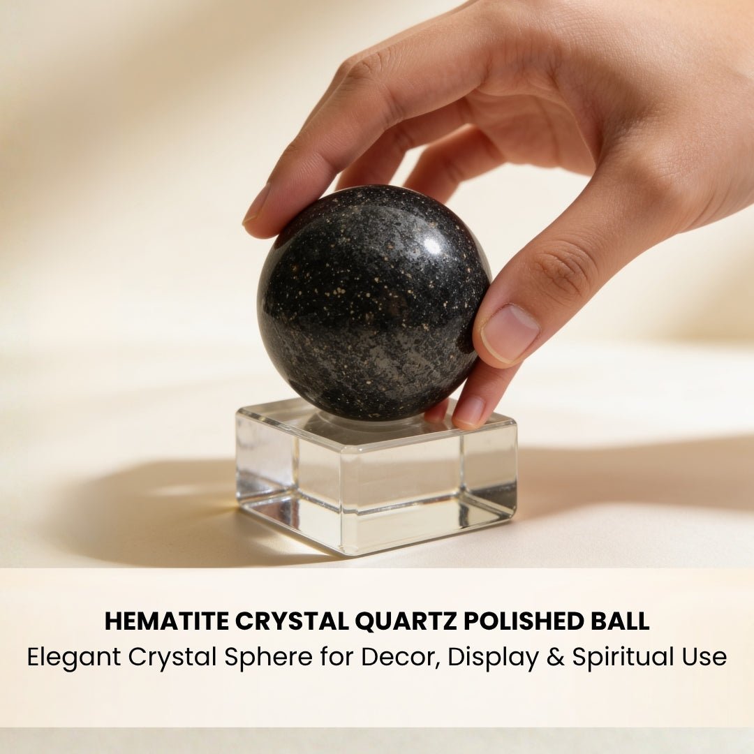 Natural Rare Hematite Crystal Quartz Polished Ball Sphere - plusvalueindia