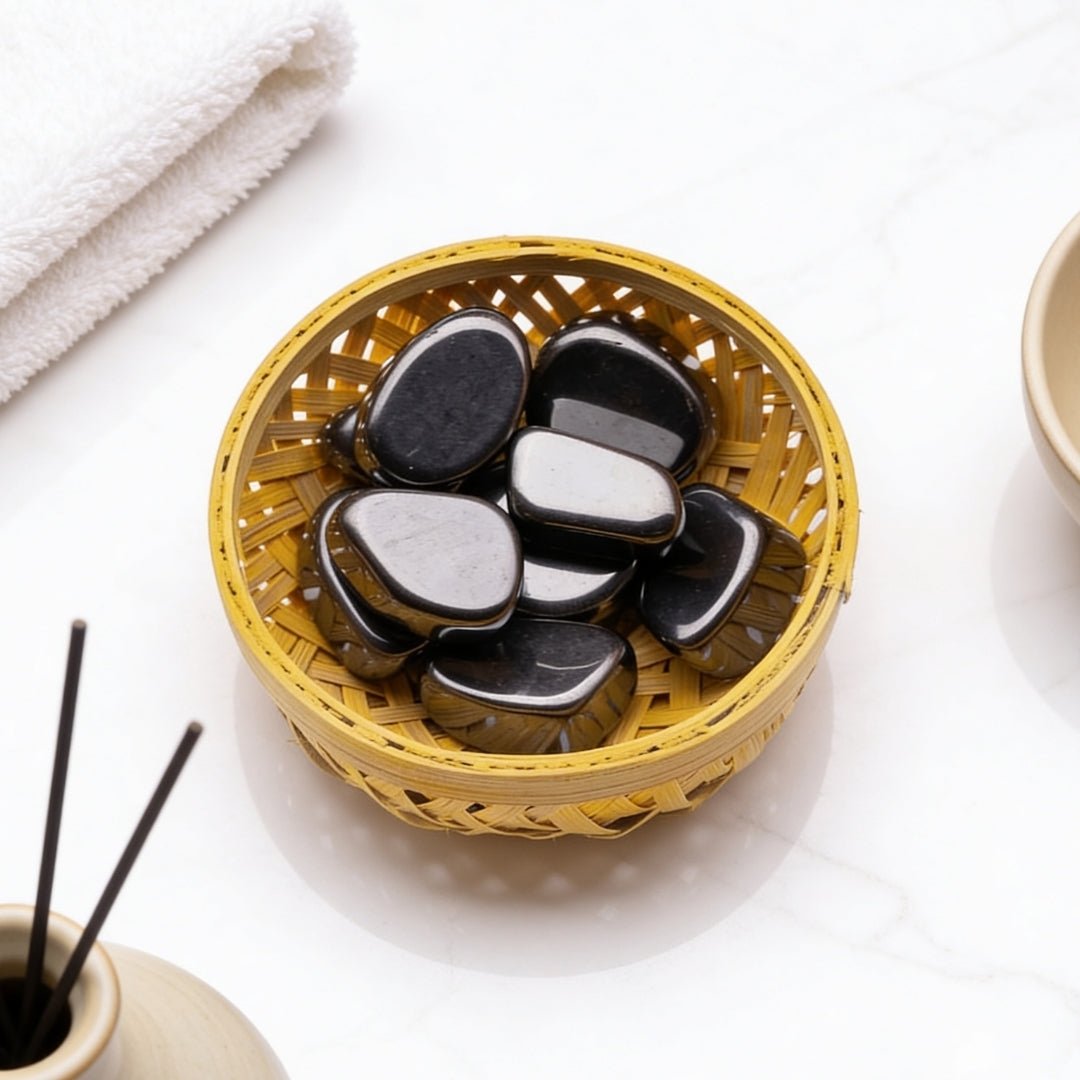 Hematite Tumbled Stone Pebbles - plusvalueindia