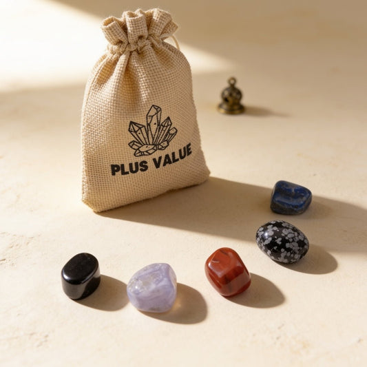 Home protection pocket crystal healing bag set with space-clearing stones and drawstring pouch