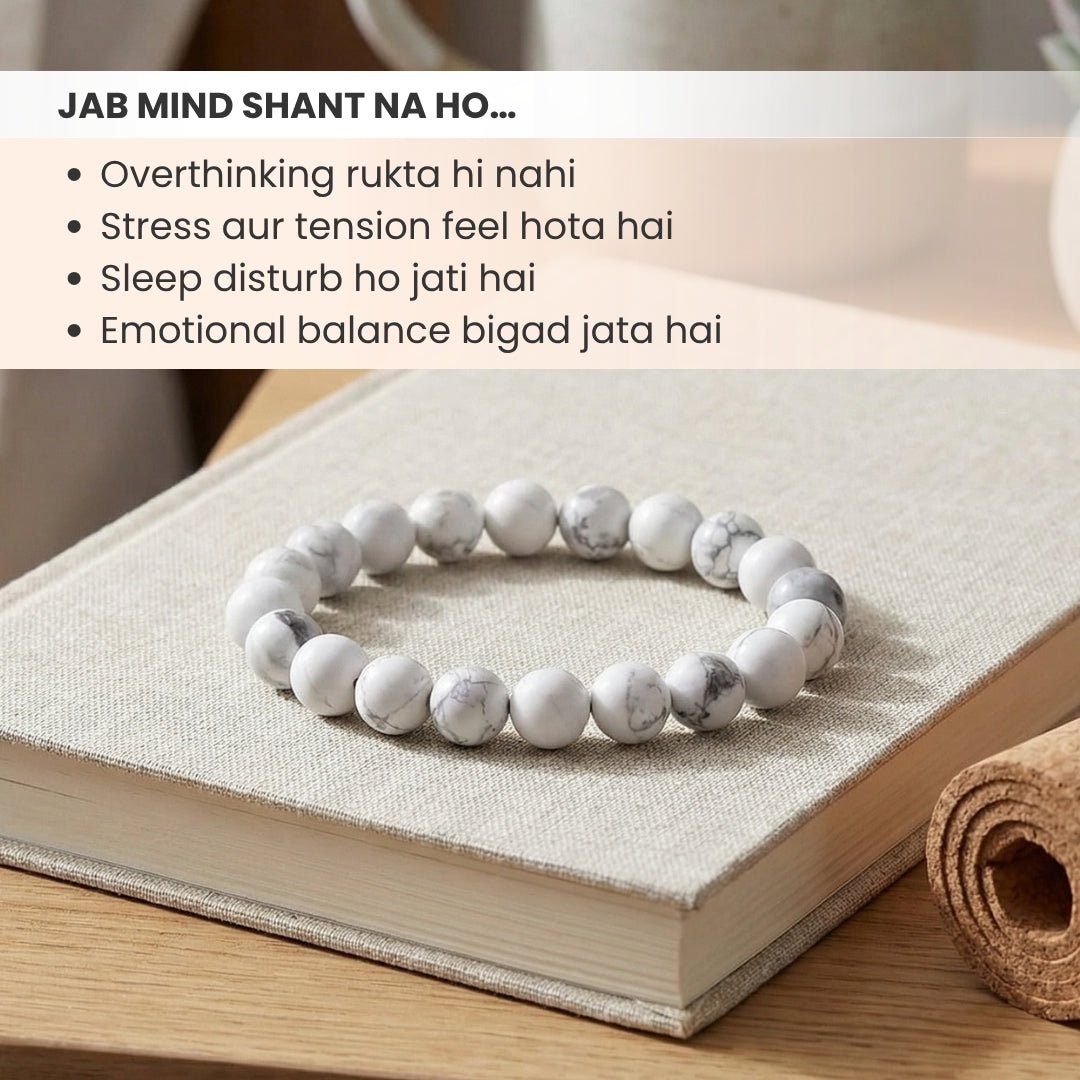 Howlite Bracelet for Creativity & Awareness | Stylish Charm Crystal Bracelet for Men Women Boys and Girls - plusvalueindia