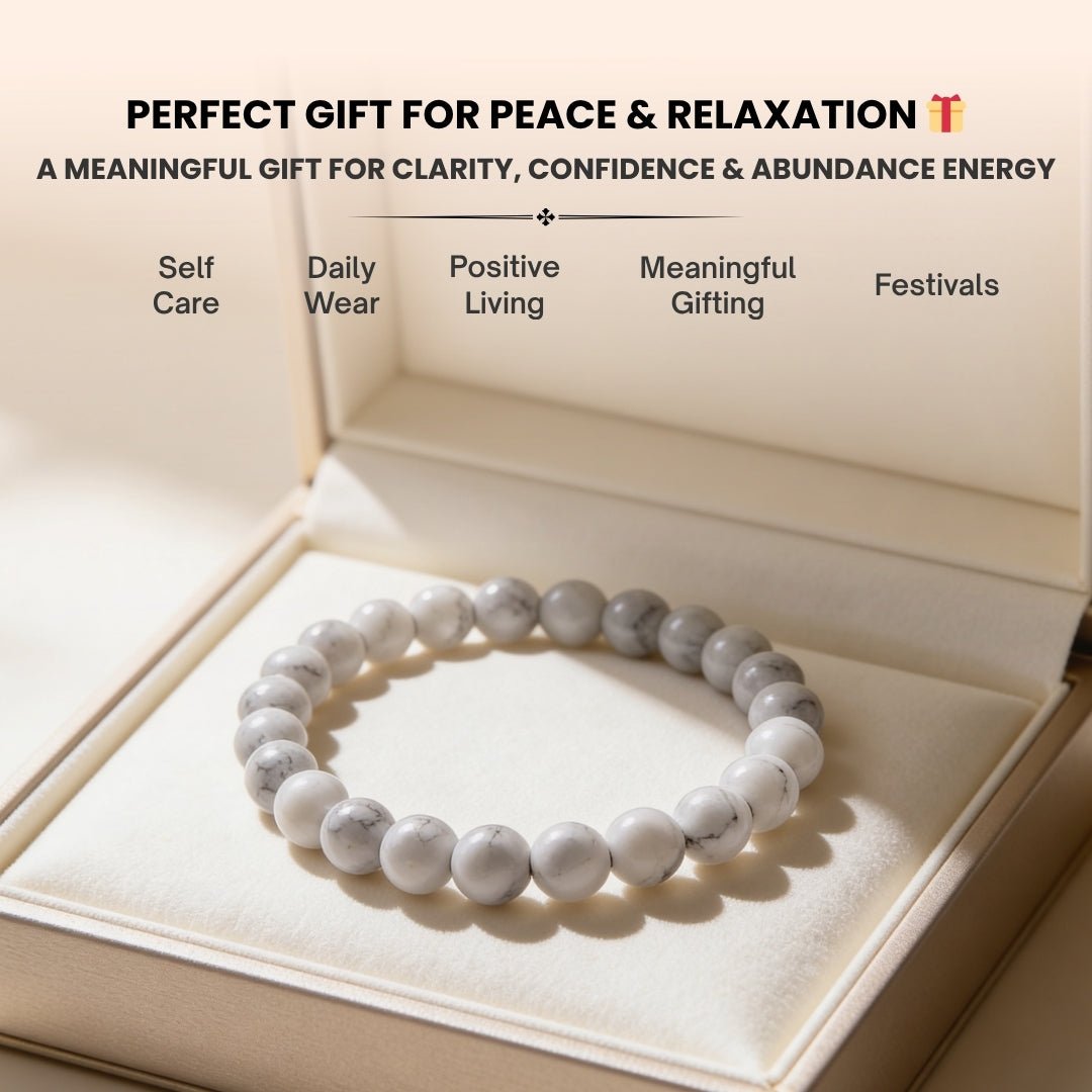 Howlite Bracelet for Creativity & Awareness | Stylish Charm Crystal Bracelet for Men Women Boys and Girls - plusvalueindia