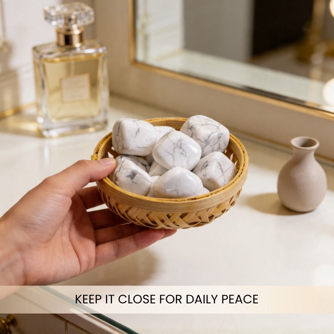 Howlite Tumbled Stone Pebbles, energised before dispatch by Plus Value India