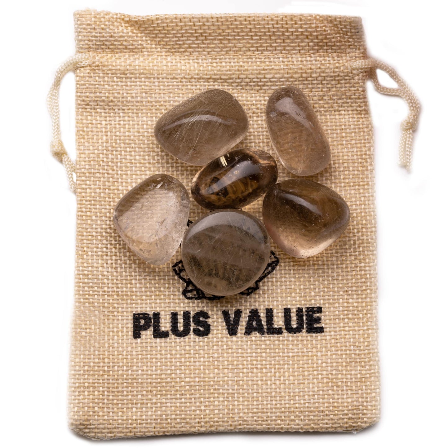indian smokey quartz tumble pebble stone 100gm jute bag