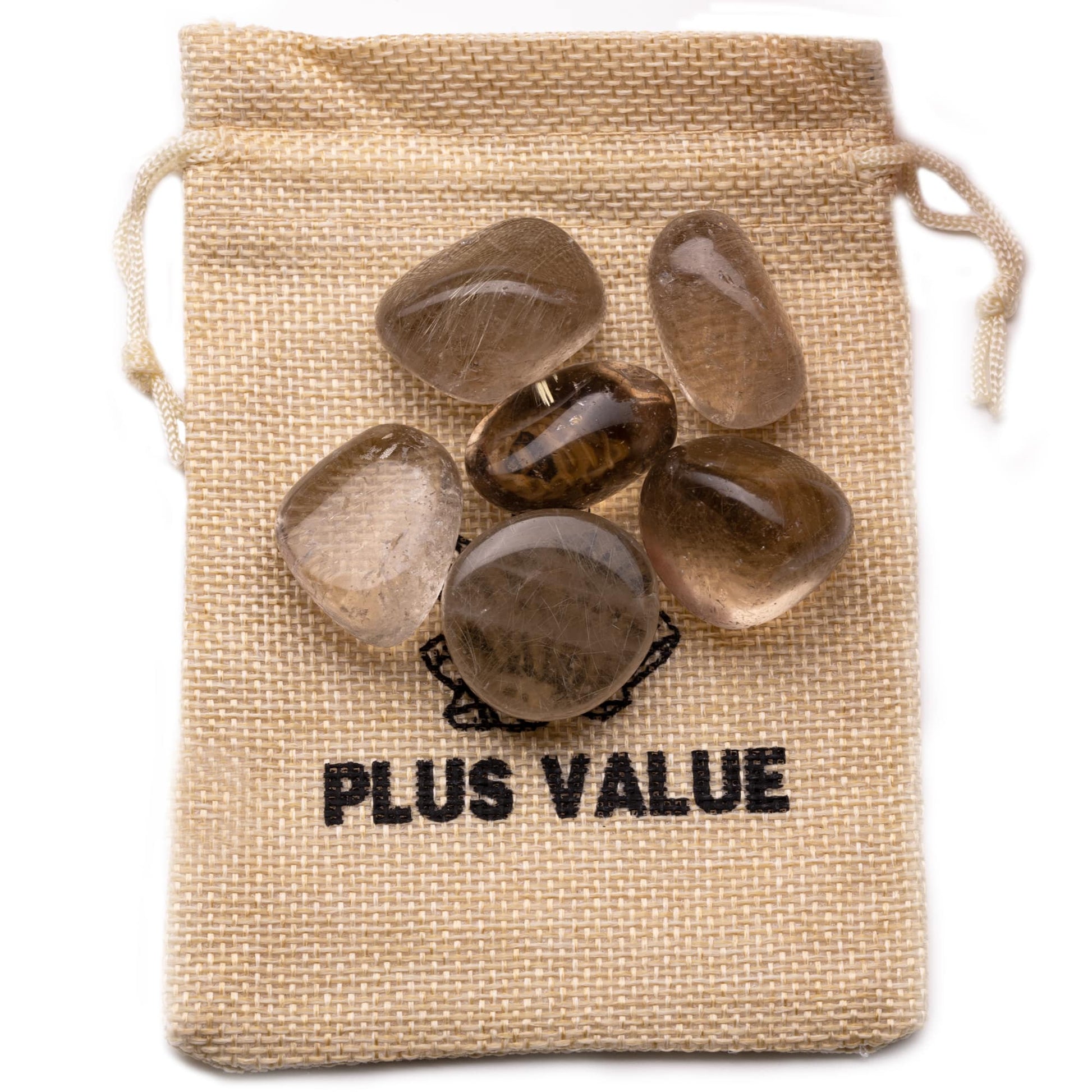 indian smokey quartz tumble pebble stone 100gm jute bag