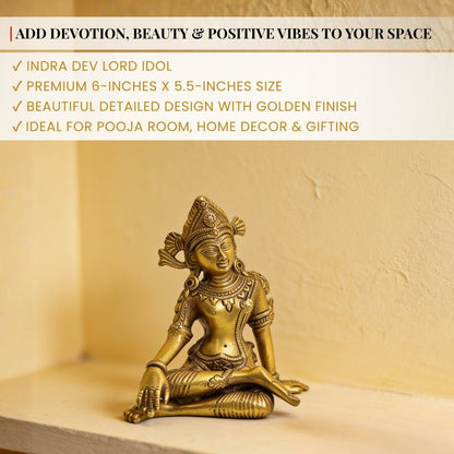 Brass Lord Indra Dev Statue Vastu Enhancer and Remedies Product - plusvalueindia