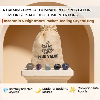 Deep sleep and nightmare protection crystal collection featuring Amethyst, Howlite, Lepidolite, and Black Tourmaline