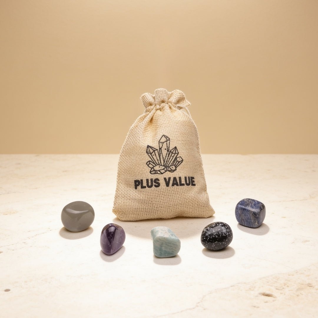 Insomnia and nightmare relief pocket crystal healing bag set with calming stones and drawstring pouch