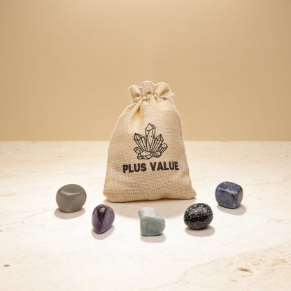 Insomnia and nightmare relief pocket crystal healing bag set with calming stones and drawstring pouch