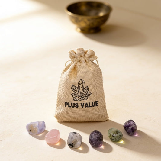 Intuition pocket crystal healing bag set with third eye stones and drawstring pouch