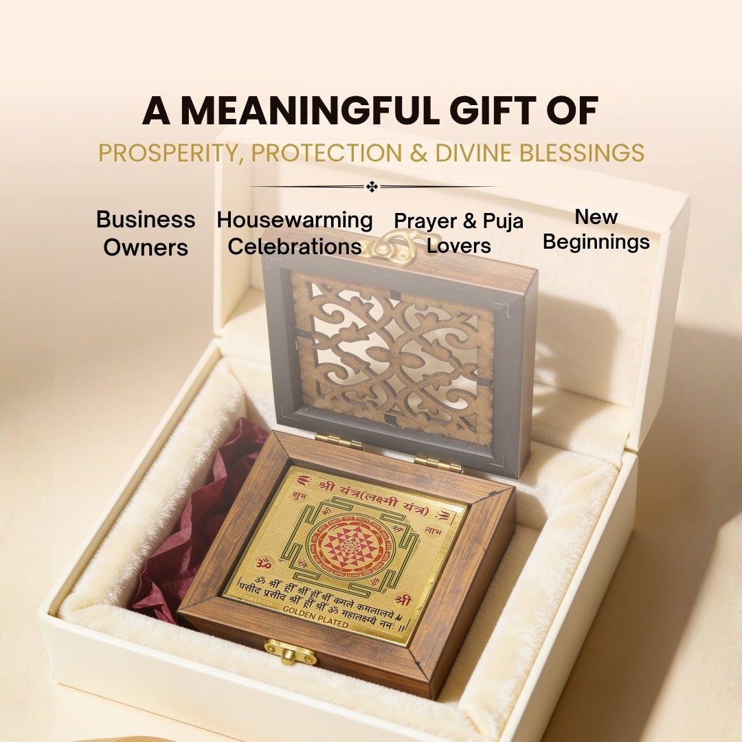 Kailash Dhanraksha Yantra box placed in pooja mandir and safe vault for north-direction wealth flow