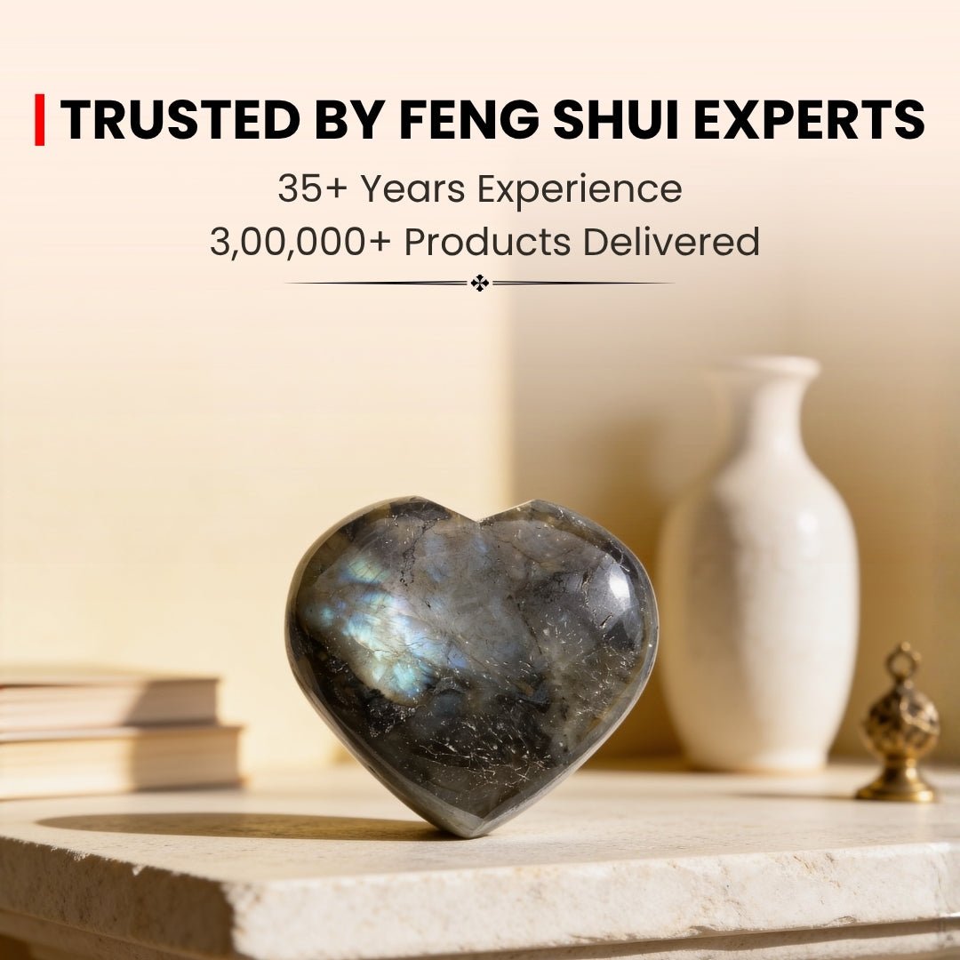 Labradorite heart crystal infographic highlighting aura shielding, intuition, and transformation