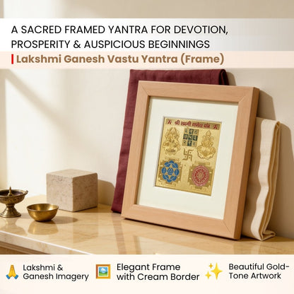 Detailed embossed imagery of Goddess Lakshmi and Lord Ganesha flanked by sacred Vastu geometric yantras
