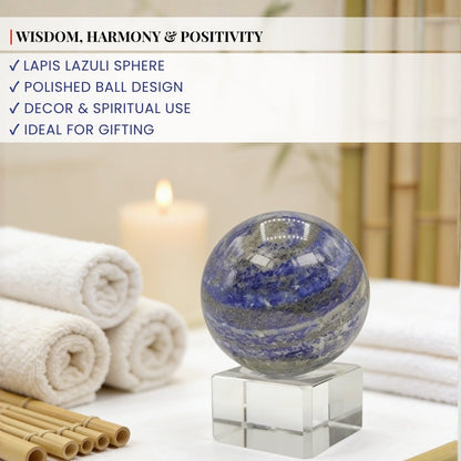 Lapiz Lapis Lazuli Ball Sphere With Crystal Stand - plusvalueindia