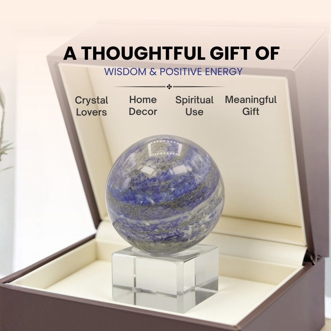 Lapiz Lapis Lazuli Ball Sphere With Crystal Stand - plusvalueindia