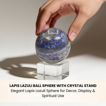 Lapiz Lapis Lazuli Ball Sphere With Crystal Stand - plusvalueindia