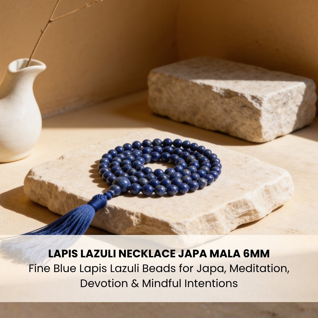 Polished Lapis Lazuli guru bead and matching blue silky hanging tassel finish