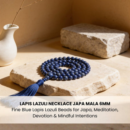 Polished Lapis Lazuli guru bead and matching blue silky hanging tassel finish