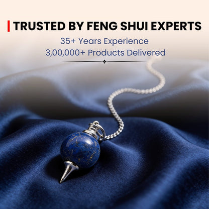Lapis Lazuli Stone Crystal Ball Chain Dowsing Pendulum for Reiki, Chakra, Healing, Meditation (4 Charts, Jute Bag) - plusvalueindia