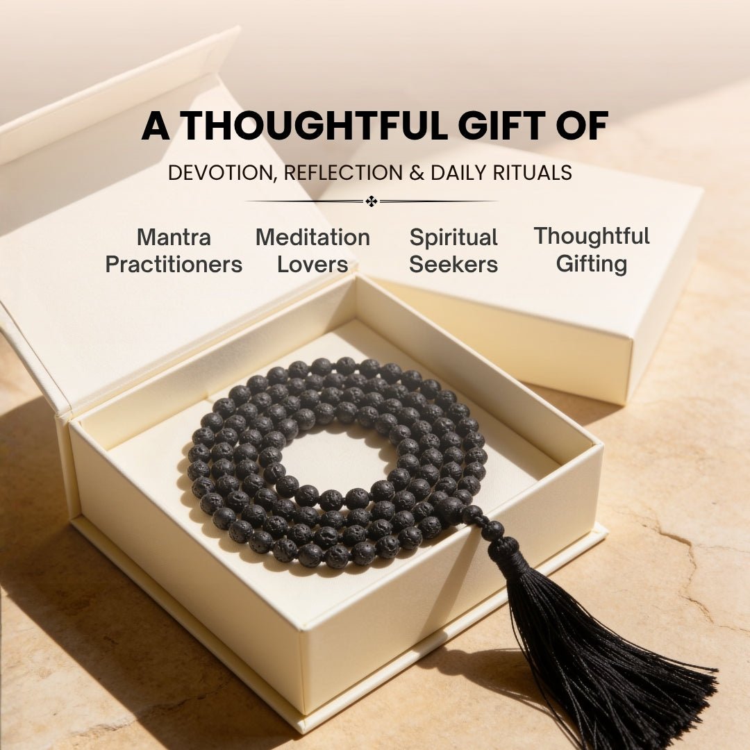 Black Lava stone beads absorbing essential oil for aromatherapy diffusion during meditation