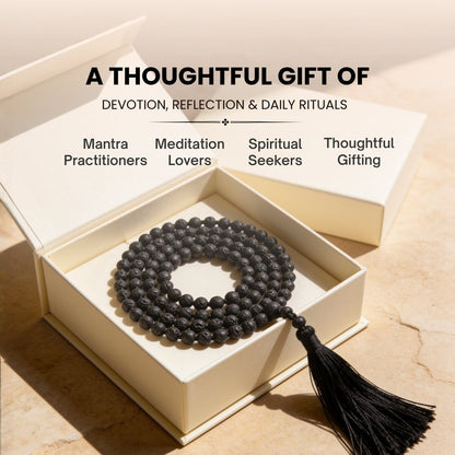Black Lava stone beads absorbing essential oil for aromatherapy diffusion during meditation
