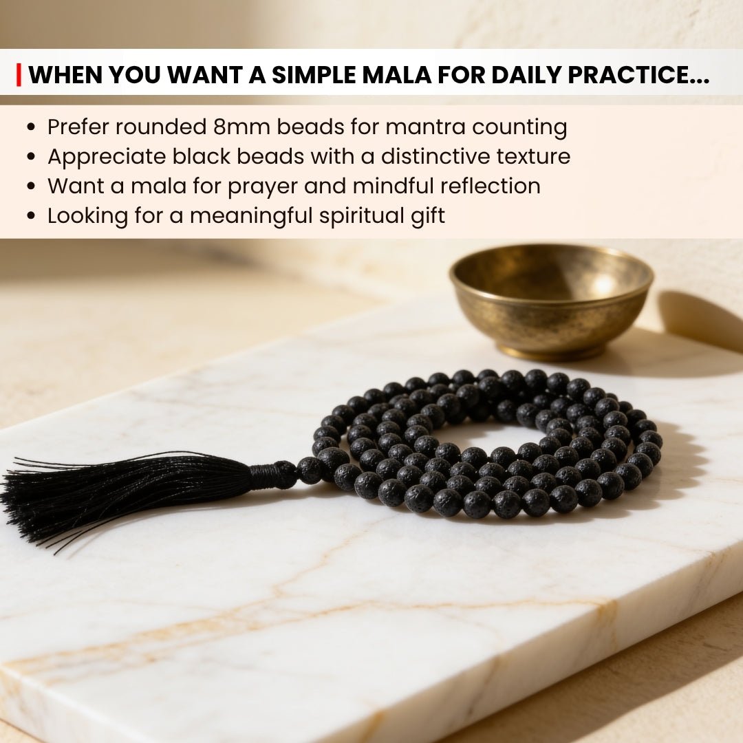 8 mm bead diameter scale measurement diagram for volcanic Lava stone japa mala