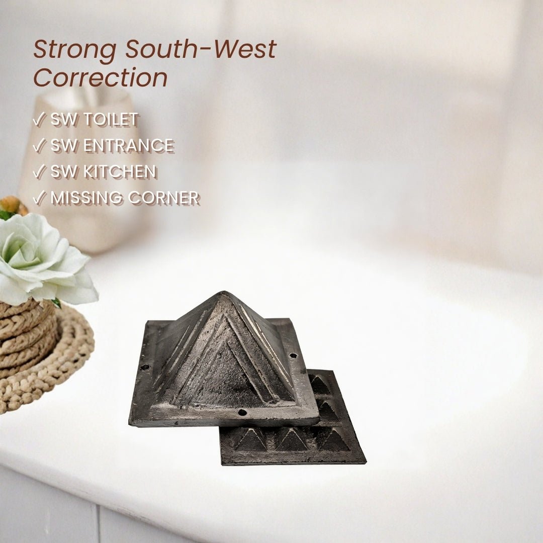 Lead Pyramid 2.5inch Missing Corner or Cut in South West Kitchen, Toilet, Main Door, Entrance Vastu Dosha Remedies For Home, Office, Plot, Factory - plusvalueindia