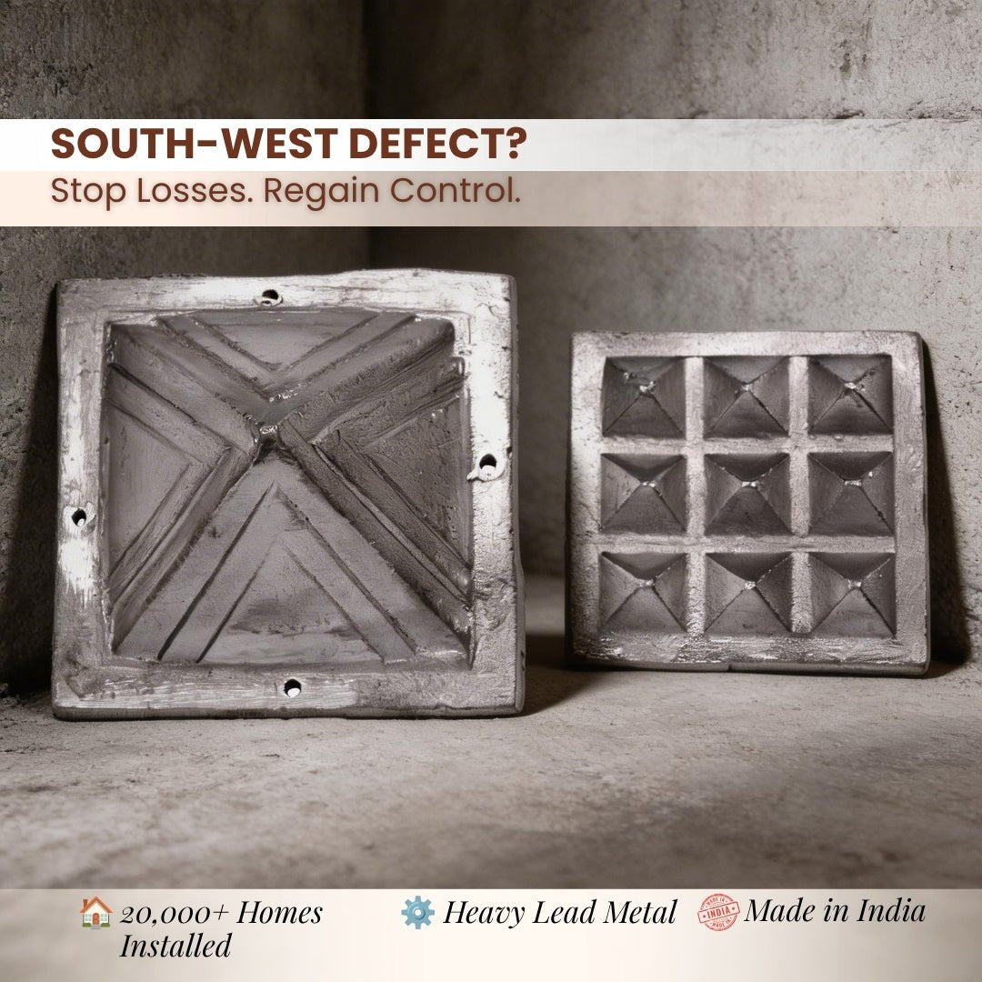 Lead Pyramid 2.5inch Missing Corner or Cut in South West Kitchen, Toilet, Main Door, Entrance Vastu Dosha Remedies For Home, Office, Plot, Factory - plusvalueindia