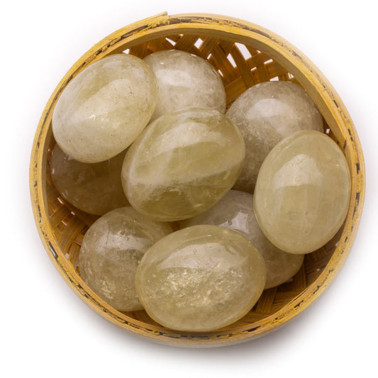 lemon quartz tumble pebble stone 200gm basket