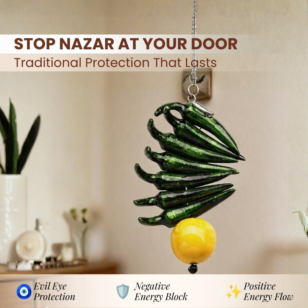 Metal Limbu Mirchi Door Hanging Feng Shui Vastu, feng shui item for home and office