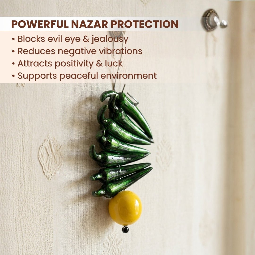 Metal Limbu Mirchi Door Hanging Feng Shui Vastu, traditional Vastu remedy for the home