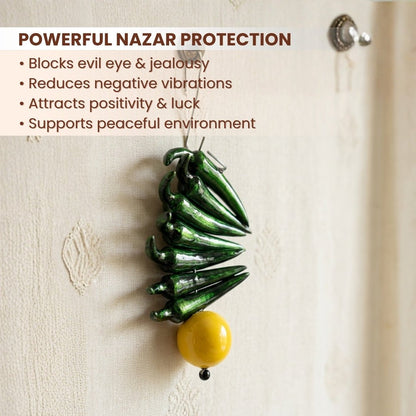 Metal Limbu Mirchi Door Hanging Feng Shui Vastu, traditional Vastu remedy for the home