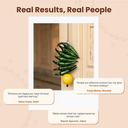 Metal Limbu Mirchi Door Hanging Feng Shui Vastu, product view 1