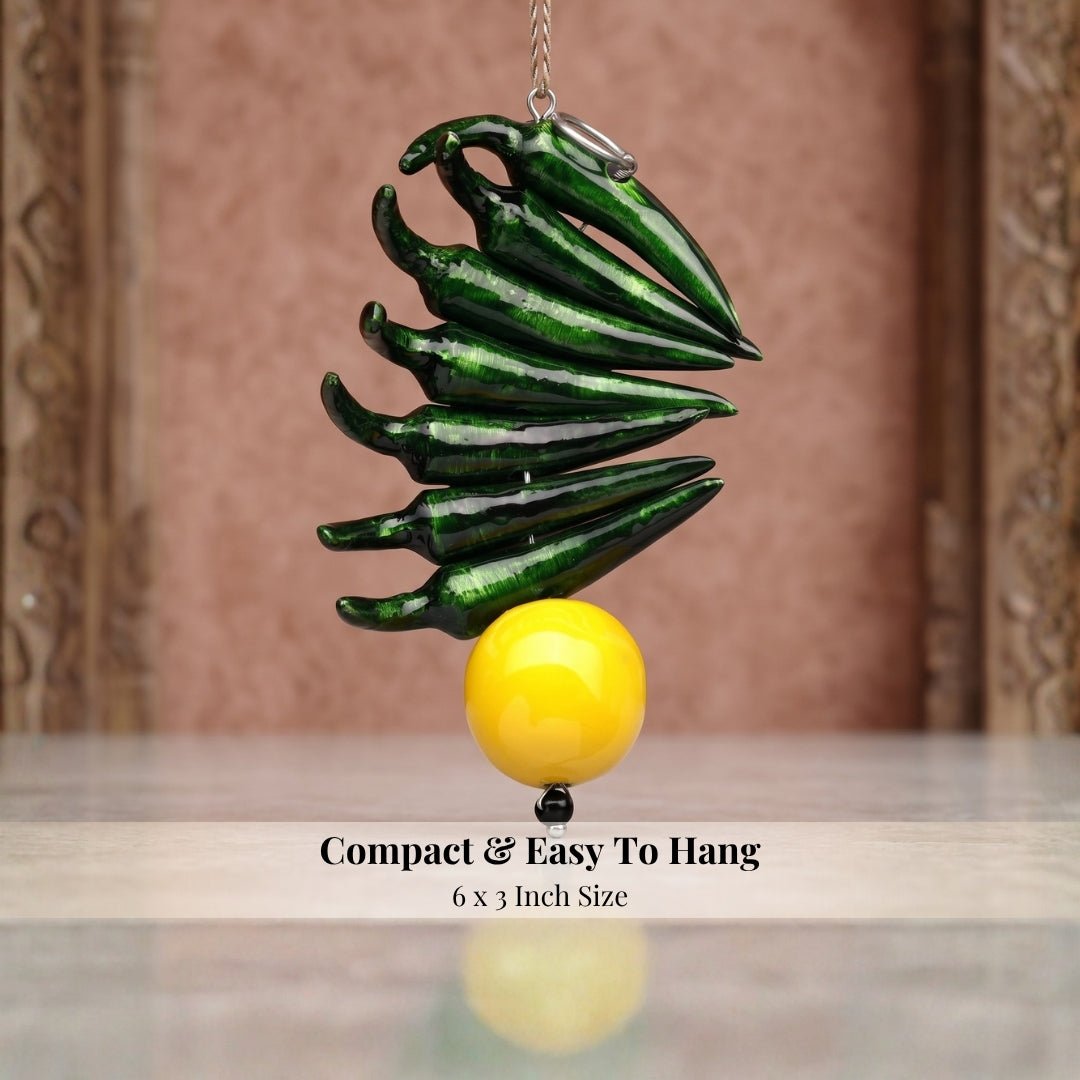 Metal Limbu Mirchi Door Hanging Feng Shui Vastu, energised before dispatch by Plus Value India