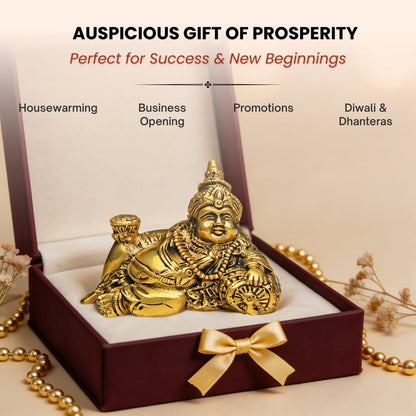 Lord Kuber Brass Statue – Hindu God of Wealth and Prosperity – Ideal for Home, Office, Tijori, and Locker (Size 5 x 3 inches) - plusvalueindia
