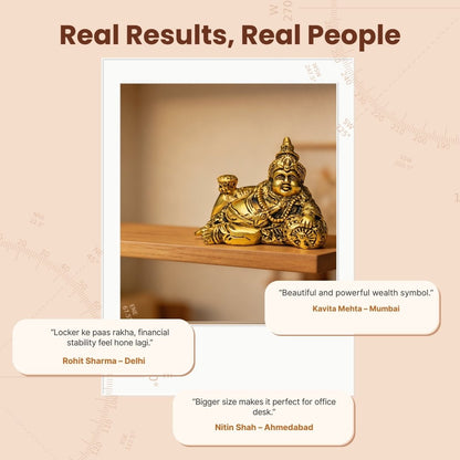 Lord Kuber Brass Statue – Hindu God of Wealth and Prosperity – Ideal for Home, Office, Tijori, and Locker (Size 5 x 3 inches) - plusvalueindia